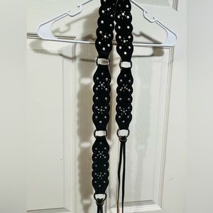 Free People Black Leather Hoop Tye Belt